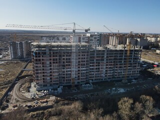 aerial view of apartments construction site