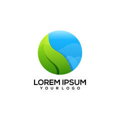 Water Leaf Logo Colorful Illustration Vector Design