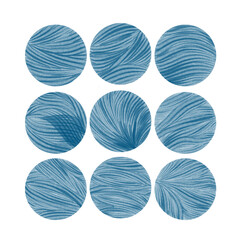 Set of texture circles. Grafic resource. Abstract shape. Blue spot.