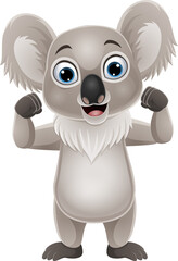 Cartoon strong koala isolated on white background