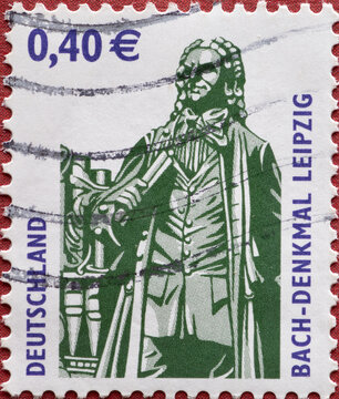 GERMANY - CIRCA 2004 : a postage stamp from Germany, showing sights in Germany. Bach monument Leipzig