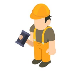 Construction worker icon. Isometric illustration of construction worker vector icon for web