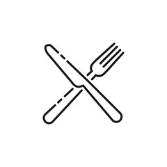 Cutlery icon. Set of fork, knife, spoon. Tableware icon. Logotype menu. Set in flat style. Silhouette of cutlery. Vector