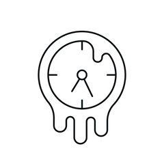 Molten clock linear icon. Time management. Thin line customizable illustration. Contour symbol. Vector isolated outline drawing. Editable stroke