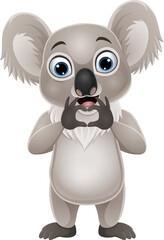 Cartoon little koala making hand heart gesture