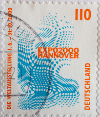 GERMANY - CIRCA 1998 : a postage stamp from Germany, showing sights in Germany. Expo 2000 Hanover