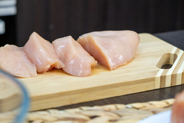 kitchen breast meat on the chopping board