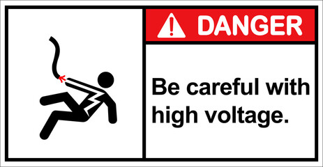 Beware of high voltage shock.,Danger Sign