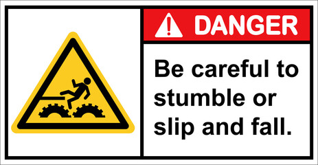 Beware of falling around the driving gear.,Danger sign