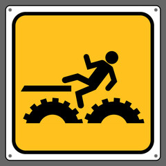 Beware of falling around the driving gear.,Caution sign