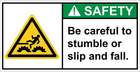 Beware of falling around the driving gear.,Safety sign