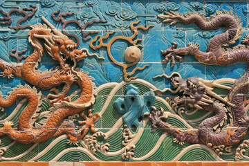 Fototapeta premium nine dragons wall in beijing in china 