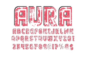 Fototapeta premium alphabet vintage font, typeface design, red background