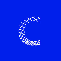 letter C with texture of curved lines that form a lattice