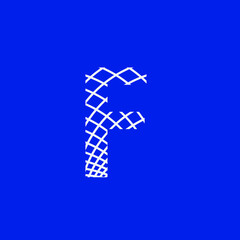 letter F with texture of curved lines that form a lattice
