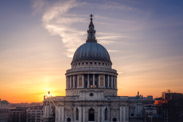 Fototapeta na wymiar St Paul's Cathedral at sunset, London, United Kingdom