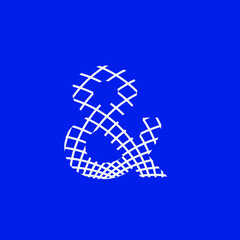 letter & with texture of curved lines that form a lattice