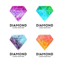Diamond With Watercolor Texture Logo Template