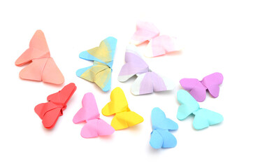 Origami butterflies in group