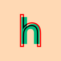 letter symbol h with blue and red colors retro style for advertising