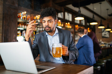 People, nicotine alcohol addiction and bad habits concept.