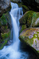Series of beautiful views on Myra Falls waterfalls with mossy stones in Lower Austria (Myraf&auml;lle Wasserf&auml;lle, Nieder&ouml;sterreich), Austria.