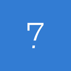number 7 seven futuristic text in thin stroke with empty space
