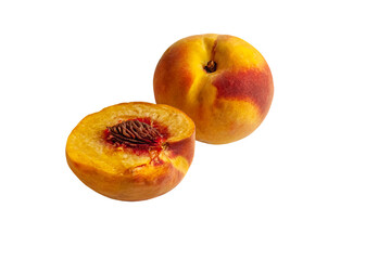 Fototapeta na wymiar juicy sweet peaches isolated on white