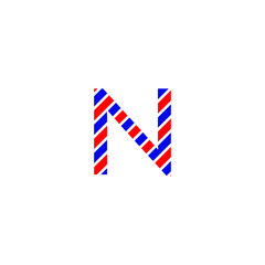 text letter N for design color red and blue flag of France. Creative typography. greeting card, editable vector. Tourism and travel.