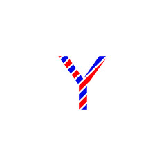 text letter Y for design color red and blue flag of France. Creative typography. greeting card, editable vector. Tourism and travel.