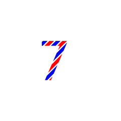 Obraz premium text number 7 seven for design color red and blue flag of France. Creative typography. greeting card, editable vector. Tourism and travel.