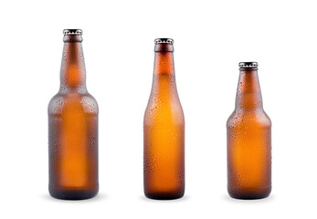 Beer bottles. Different sizes of brown beer bottles.