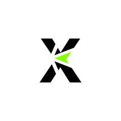 letter sign X green market expansion symbol
