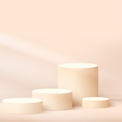 Abstract background with cream color geometric 3d podiums. Vector illustration