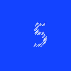 symbol number 5 with sketch appearance on cobalt blue background