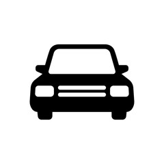 Car icon. Black silhouette. Front view. Vector simple flat graphic illustration. The isolated object on a white background. Isolate.