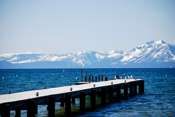 Dock in Lake Tahoe in the early Spring. 