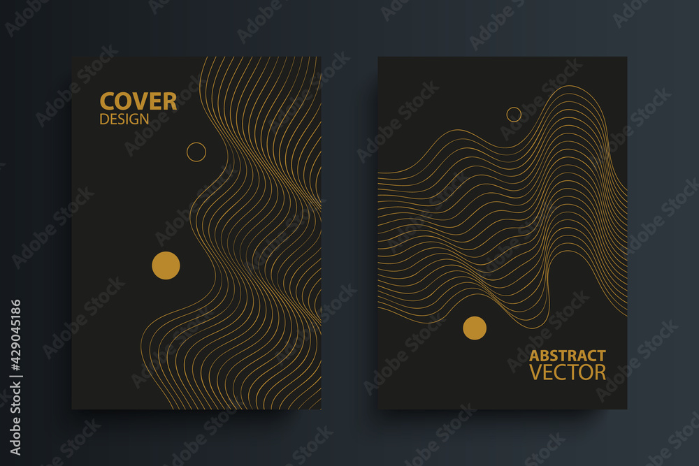 Poster Cover templates with dynamic waves. Futuristic abstract modern line pattern for your creative graphic design. Vector illustration.