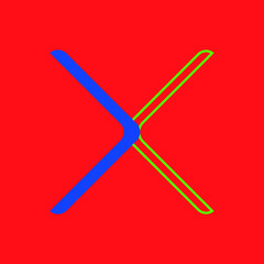 letter X symbol on red background, editable vector