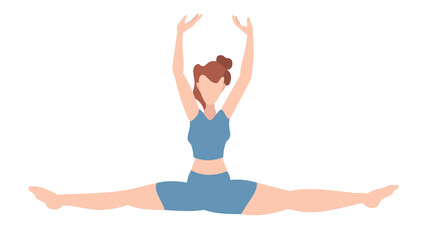 Young girl doing yoga exercises. Vector illustration