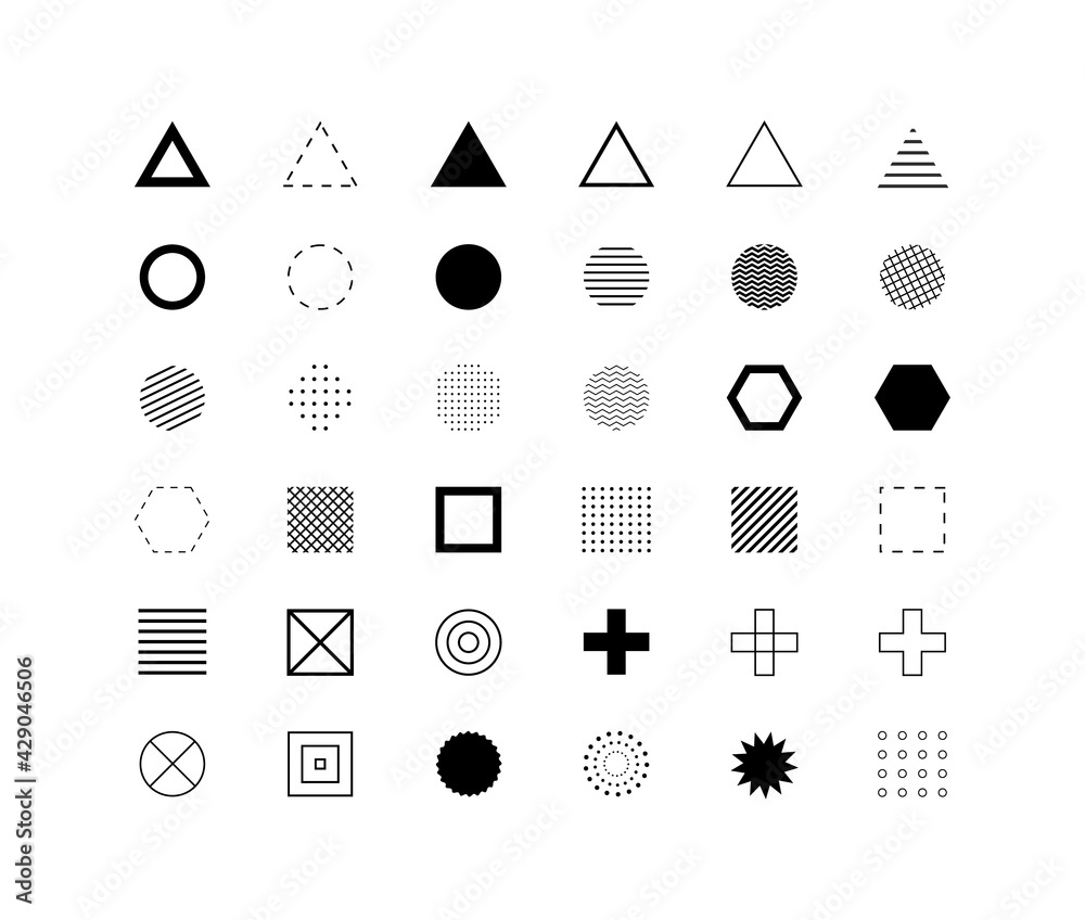 Poster Set Of Different Geometric Shapes. Design symbols and elements. Vector illustration