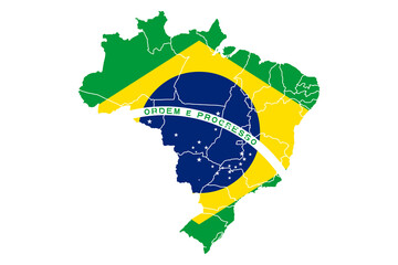 Brazil flag map isolated on white background