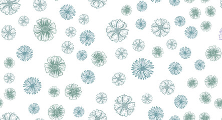 Flowers pattern Hand-drawn. Vector seamless background. 