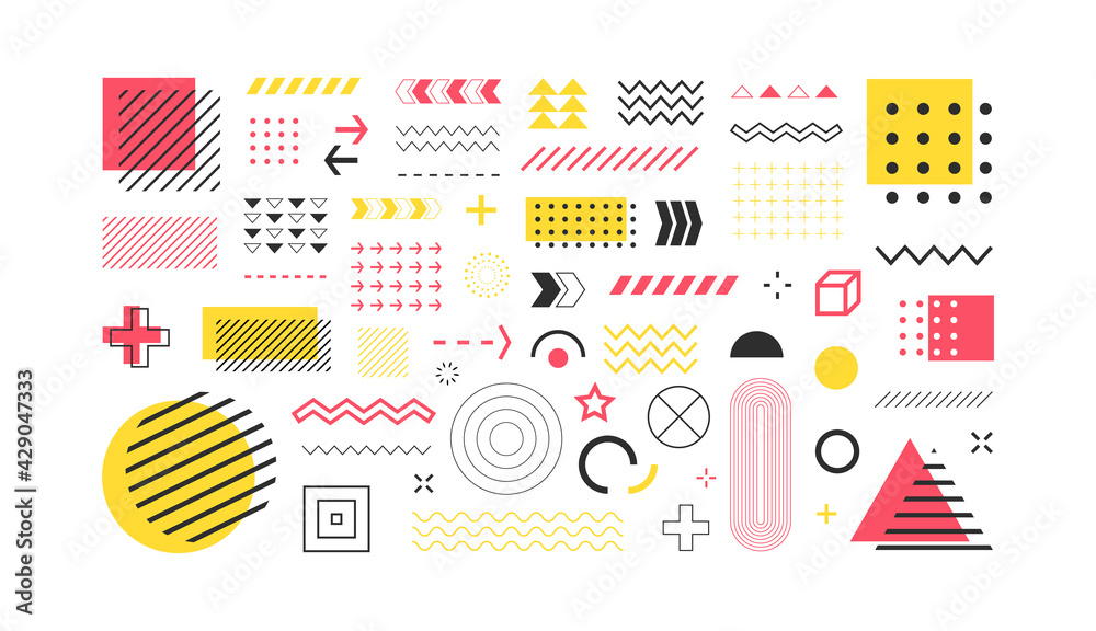 Aufkleber set of geometric shapes. abstract design symbols and elements isolated on white background. vector i
