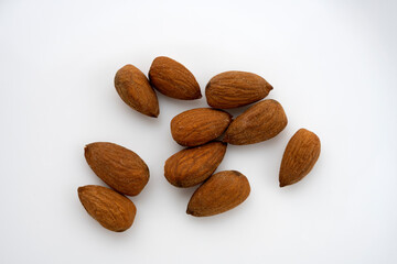 almond nuts on white background