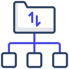        An outline design, icon of folder transfer network