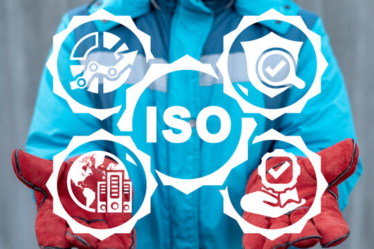 Industry concept of ISO standards. Quality control and assurance industrial production.