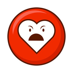 Cute social media angry face heart emoji on a red button. Royalty-free.