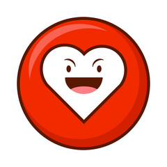 Cute social media yelling face heart emoji on a red button. Royalty-free.