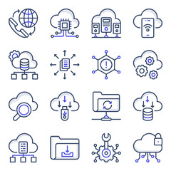Pack of Data Download Flat Icons